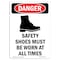 Signmission OSHA Sign, Shoes Must Be, 18in X 12in Decal, 12" W, 18" H, Portrait, OS-DS-D-1218-V-1567 OS-DS-D-1218-V-1567 - alternate 1